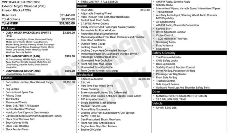 
								2018 Jeep Wrangler Unlimited Unlimited Sport S full									