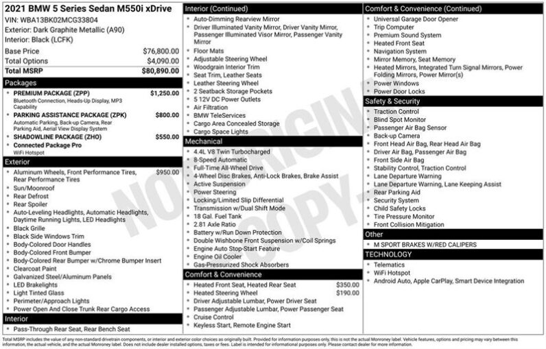 
								2021 BMW 5 Series M550i xDrive full									