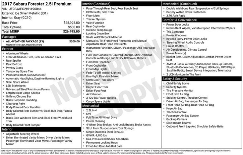 
								2017 Subaru Forester 2.5i Premium full									