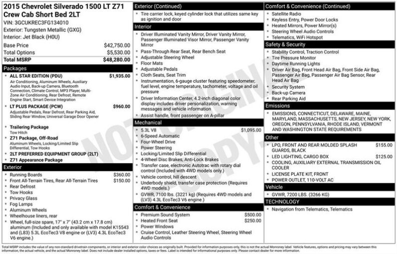 
								2015 Chevrolet Silverado 1500 LT LT2 full									