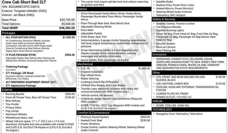 
								2015 Chevrolet Silverado 1500 LT LT2 full									