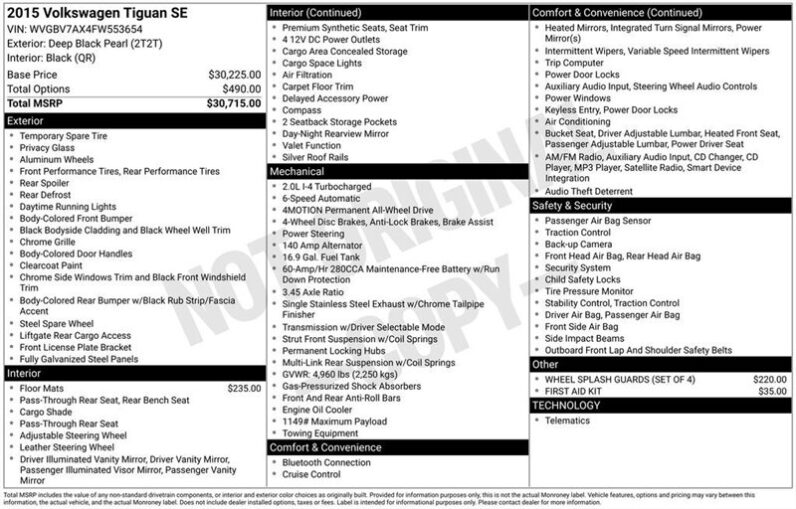 
								2015 Volkswagen Tiguan SE 4Motion full									