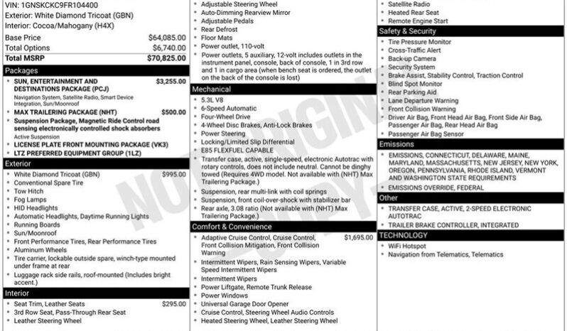 
								2015 Chevrolet Tahoe LTZ full									