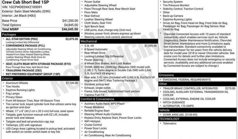 
								2019 Chevrolet Silverado 1500 RST full									