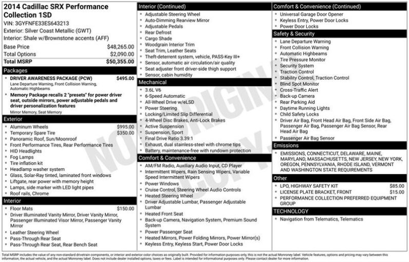 
								2014 Cadillac SRX Performance full									