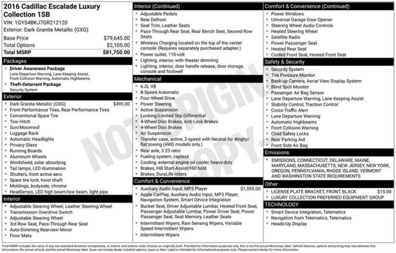 
								2016 Cadillac Escalade Luxury full									