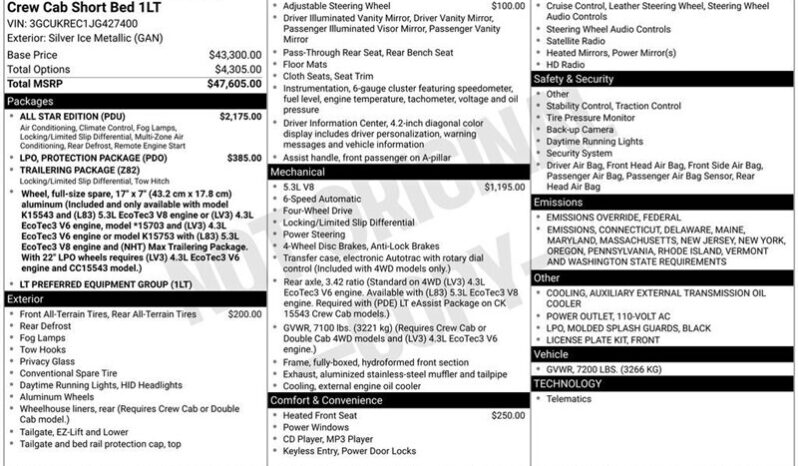 
								2018 Chevrolet Silverado 1500 LT LT1 full									