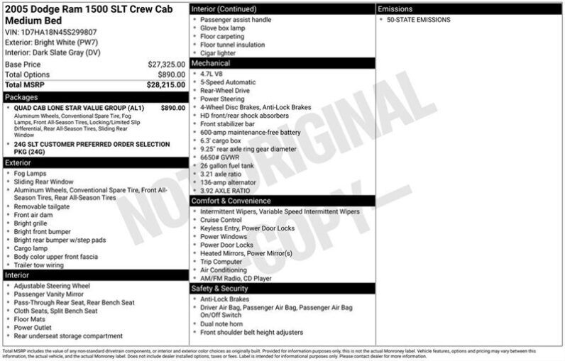 
								2005 Dodge Ram 1500 SLT full									