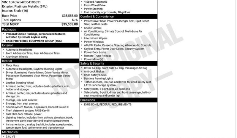 
								2005 Buick Park Avenue Base full									