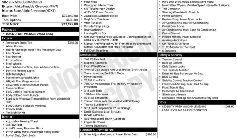 
								2019 Dodge Grand Caravan SE full									