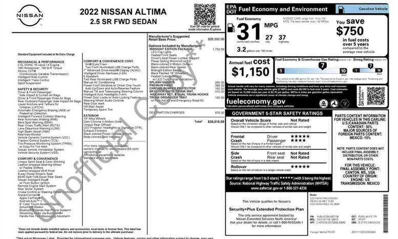 
								2022 Nissan Altima 2.5 SR full									