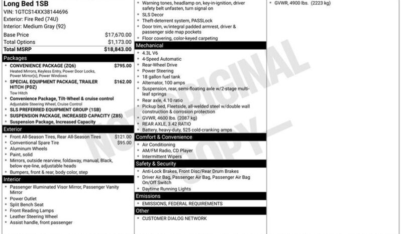 
								2003 GMC Sonoma SLS full									