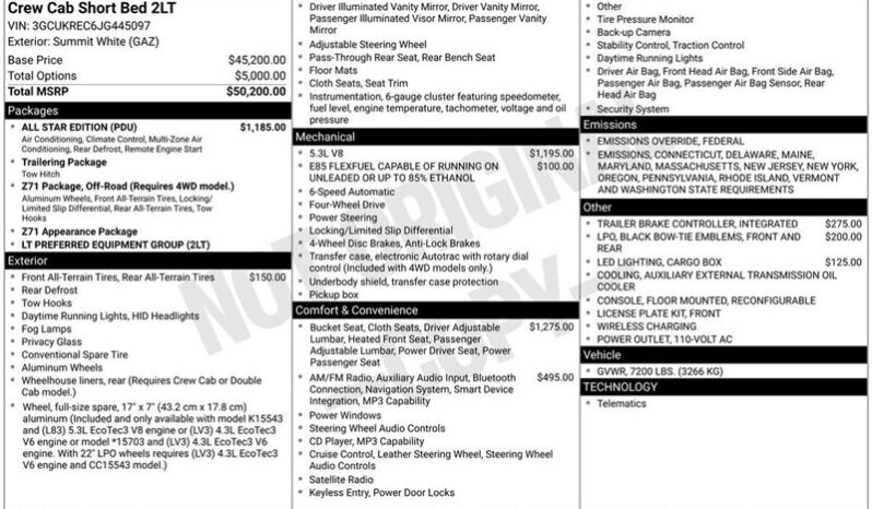 
								2018 Chevrolet Silverado 1500 LT LT2 full									