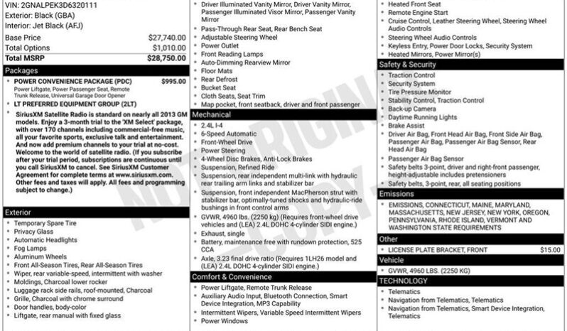 
								2013 Chevrolet Equinox LT 2LT full									