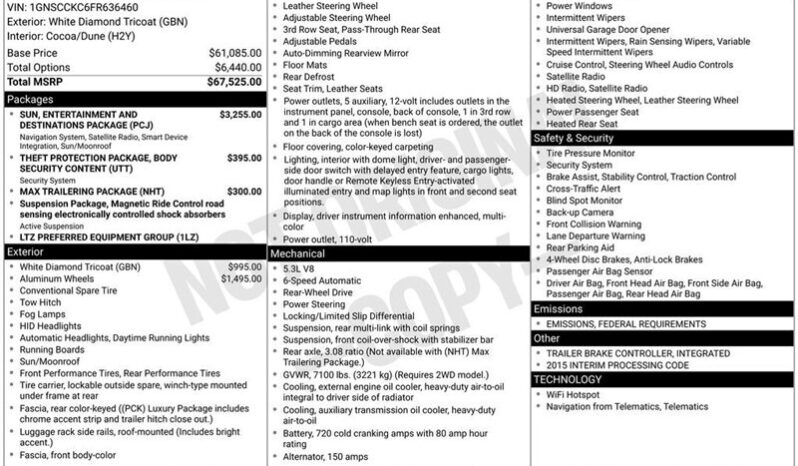 
								2015 Chevrolet Tahoe LTZ full									