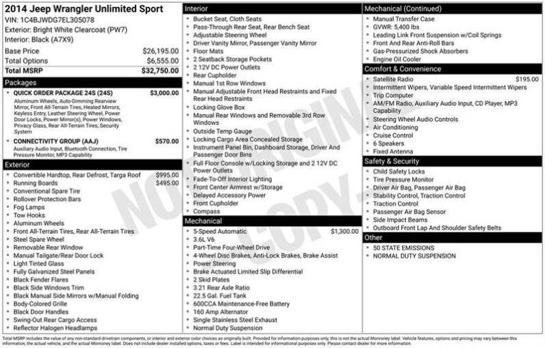 
								2014 Jeep Wrangler Unlimited Unlimited Sport full									