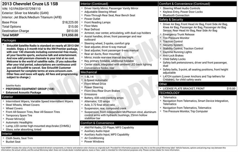 
								2013 Chevrolet Cruze LS full									