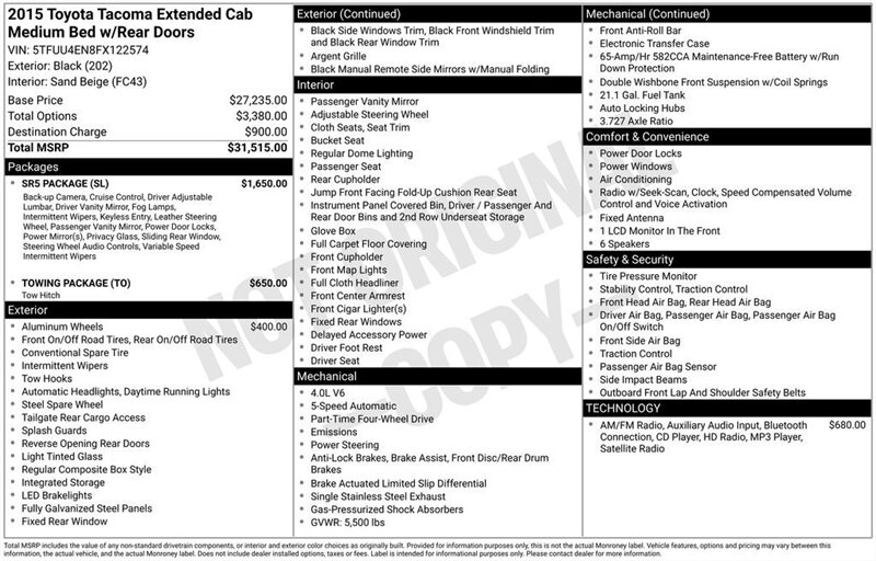 
								2015 Toyota Tacoma Base V6 full									